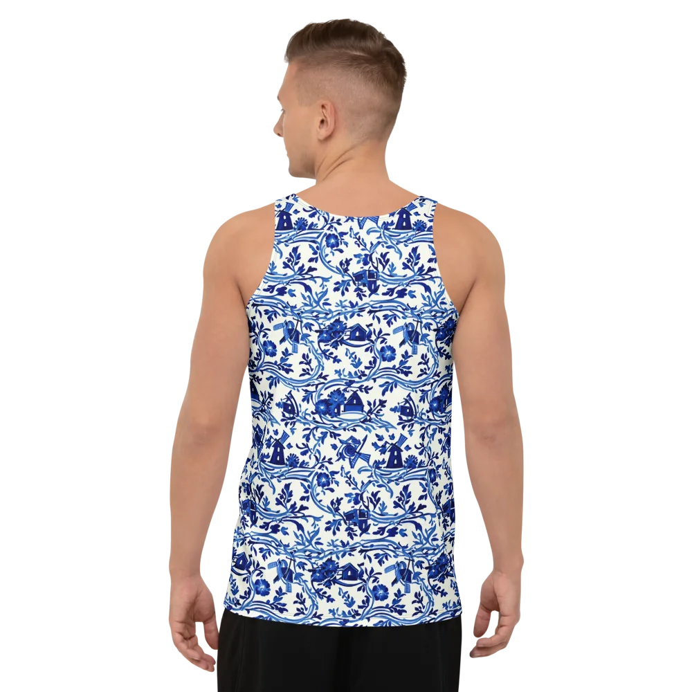 Blue Delft Meadow on Men's Tank Top — Back