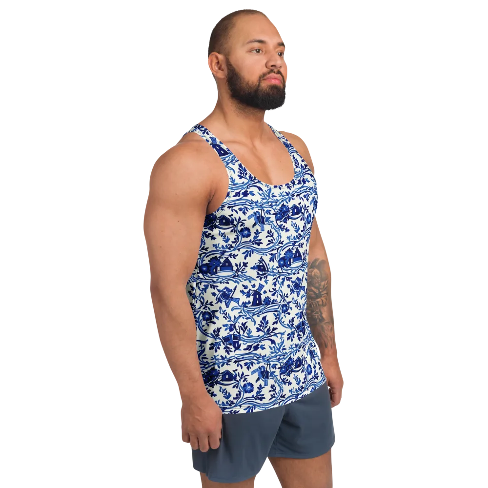 Blue Delft Meadow on Men's Tank Top — Right Front