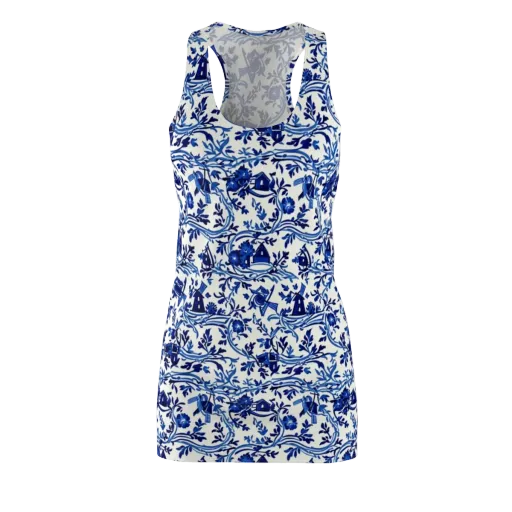 Blue Delft Meadow on a Racerback Dress