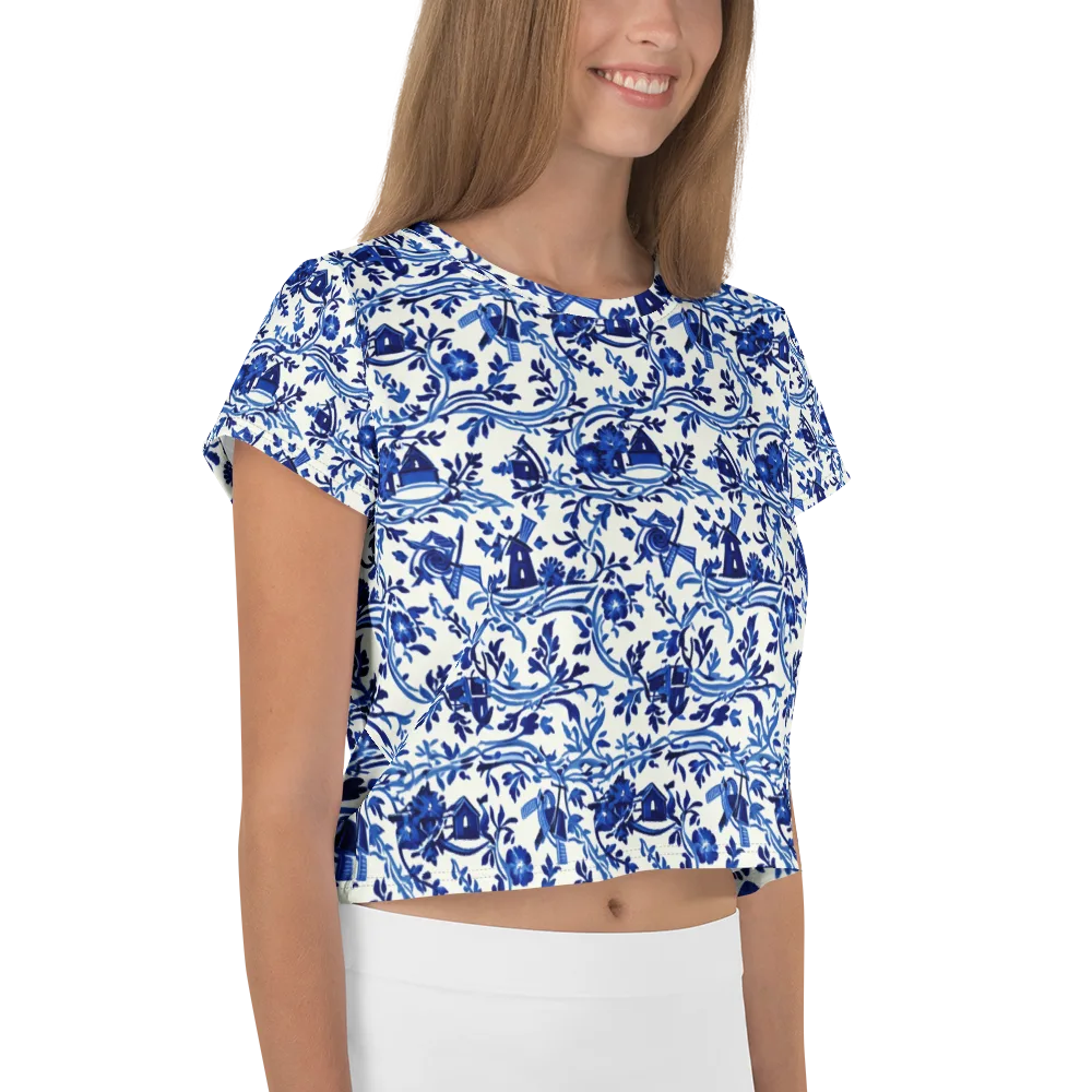 Blue Delft Meadow on Crop Tee — Right