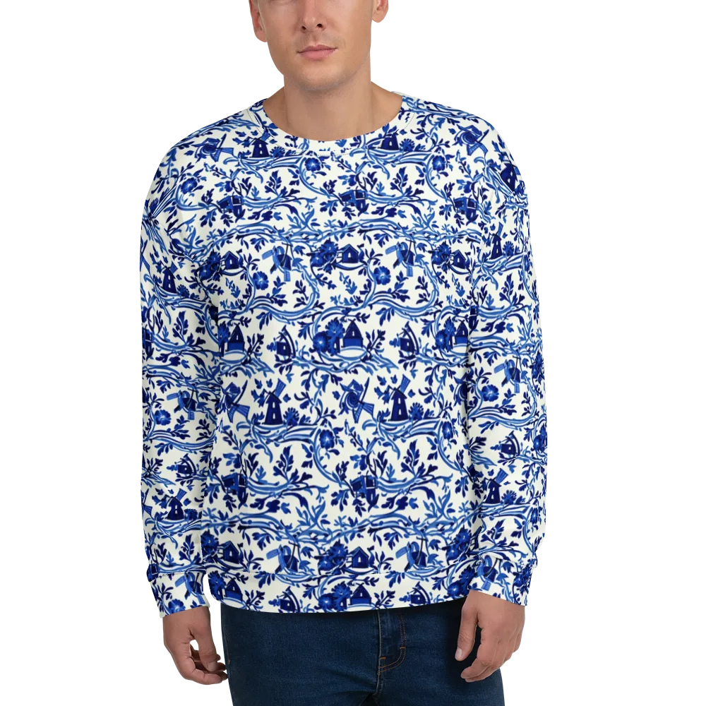 Blue Delft Meadow on Sweatshirt — Front