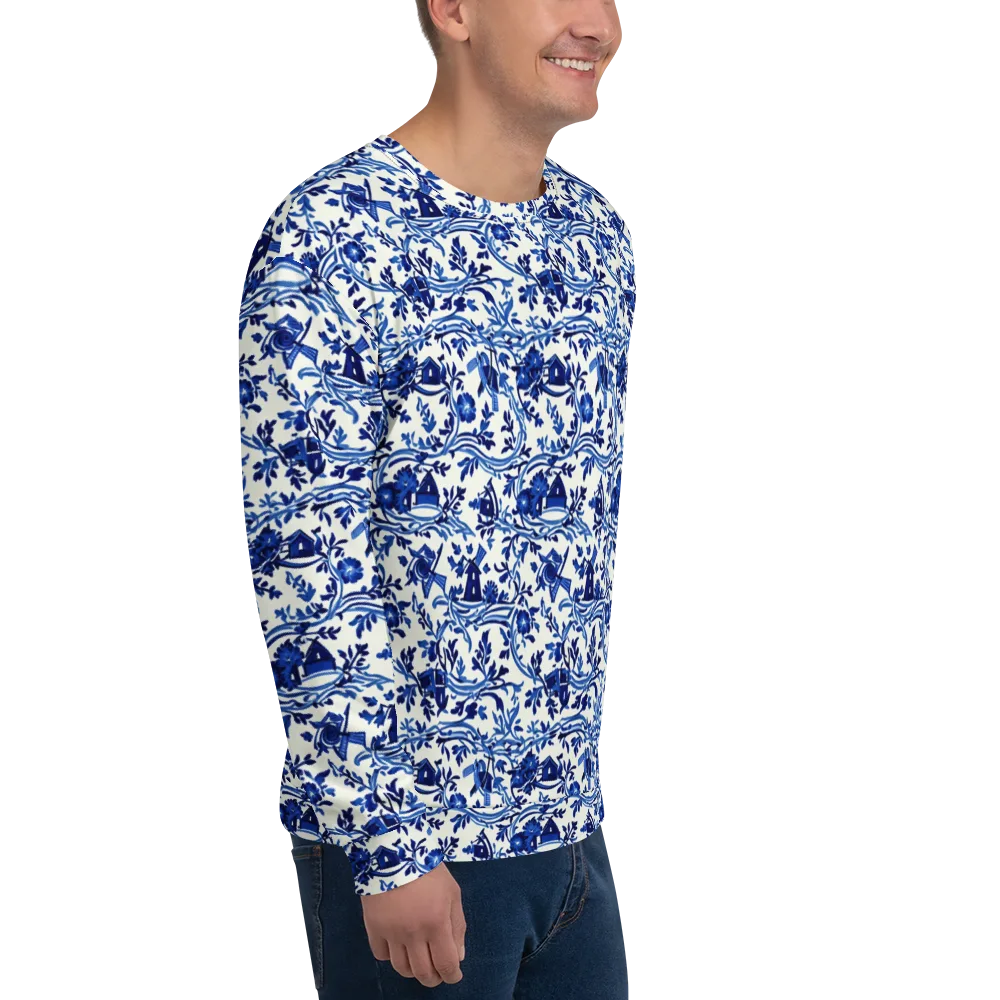 Blue Delft Meadow on Sweatshirt — Right Front