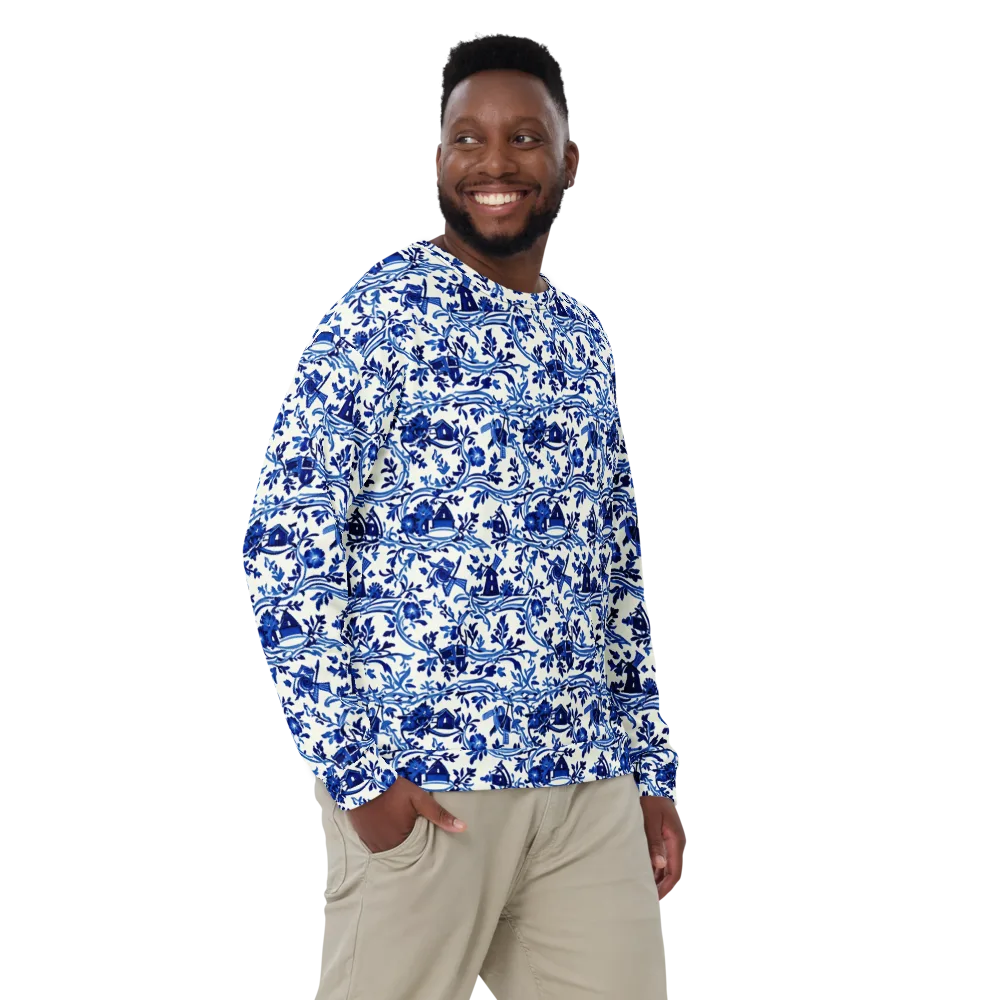 Blue Delft Meadow on Sweatshirt — Front