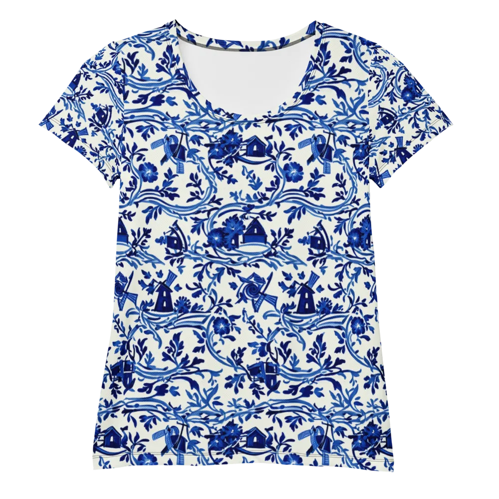 Blue Delft Meadow on Women's Athletic T-Shirt — Front
