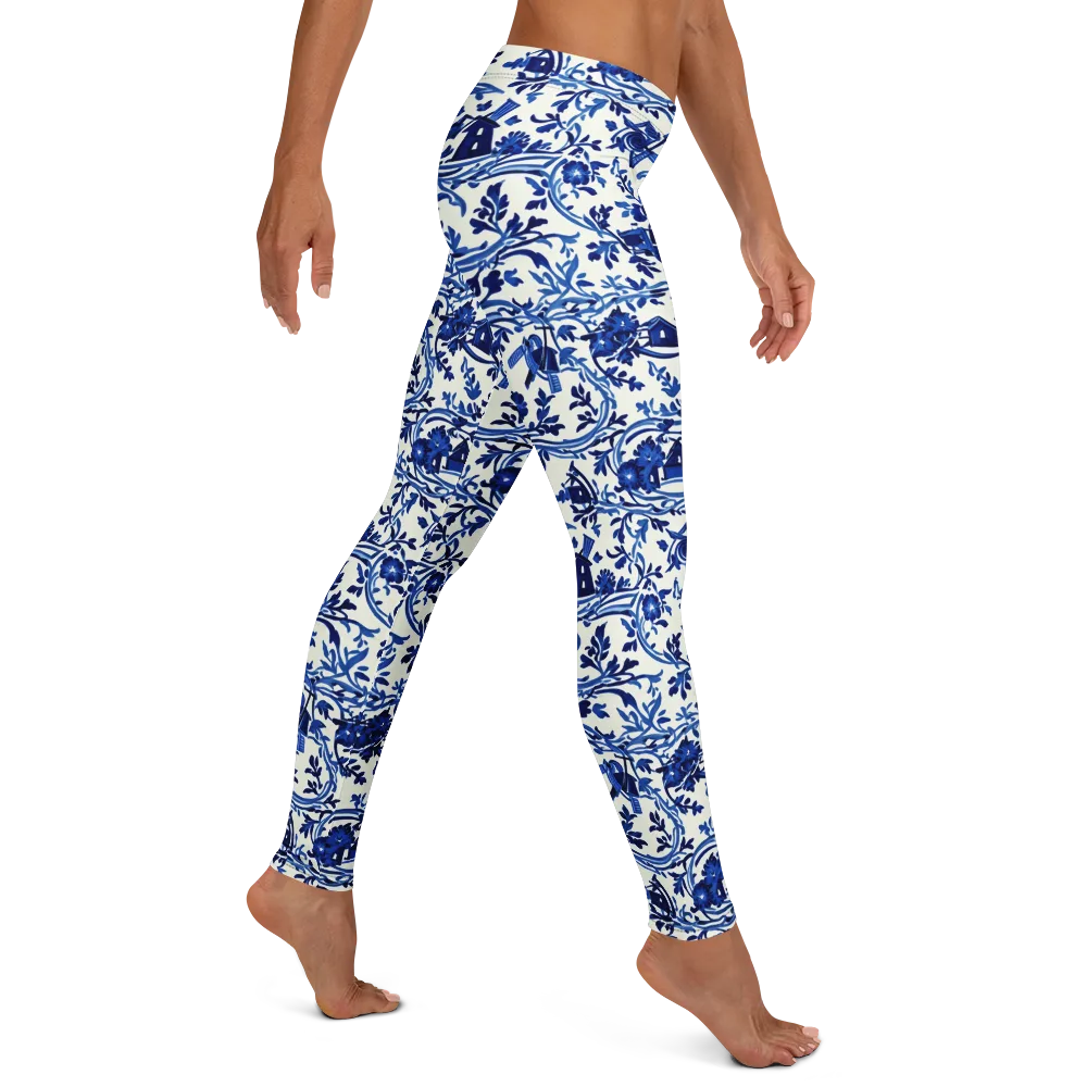 Blue Delft Meadow on Leggings — Right