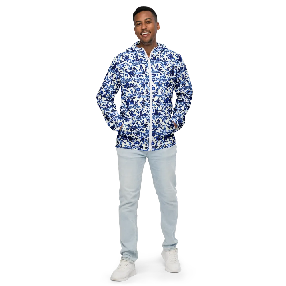 Blue Delft Meadow on Men's Windbreaker — Front