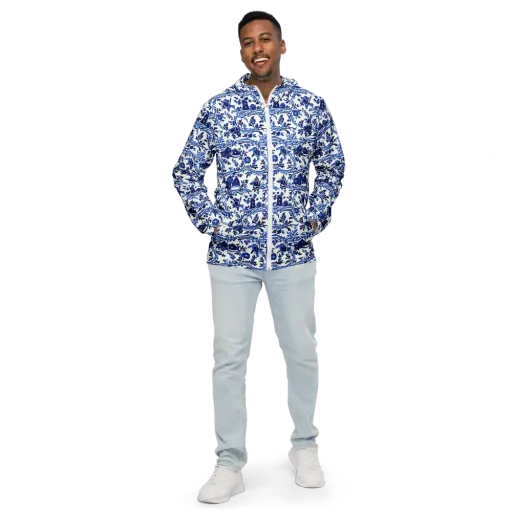 Blue Delft Meadow on a Men's Windbreaker
