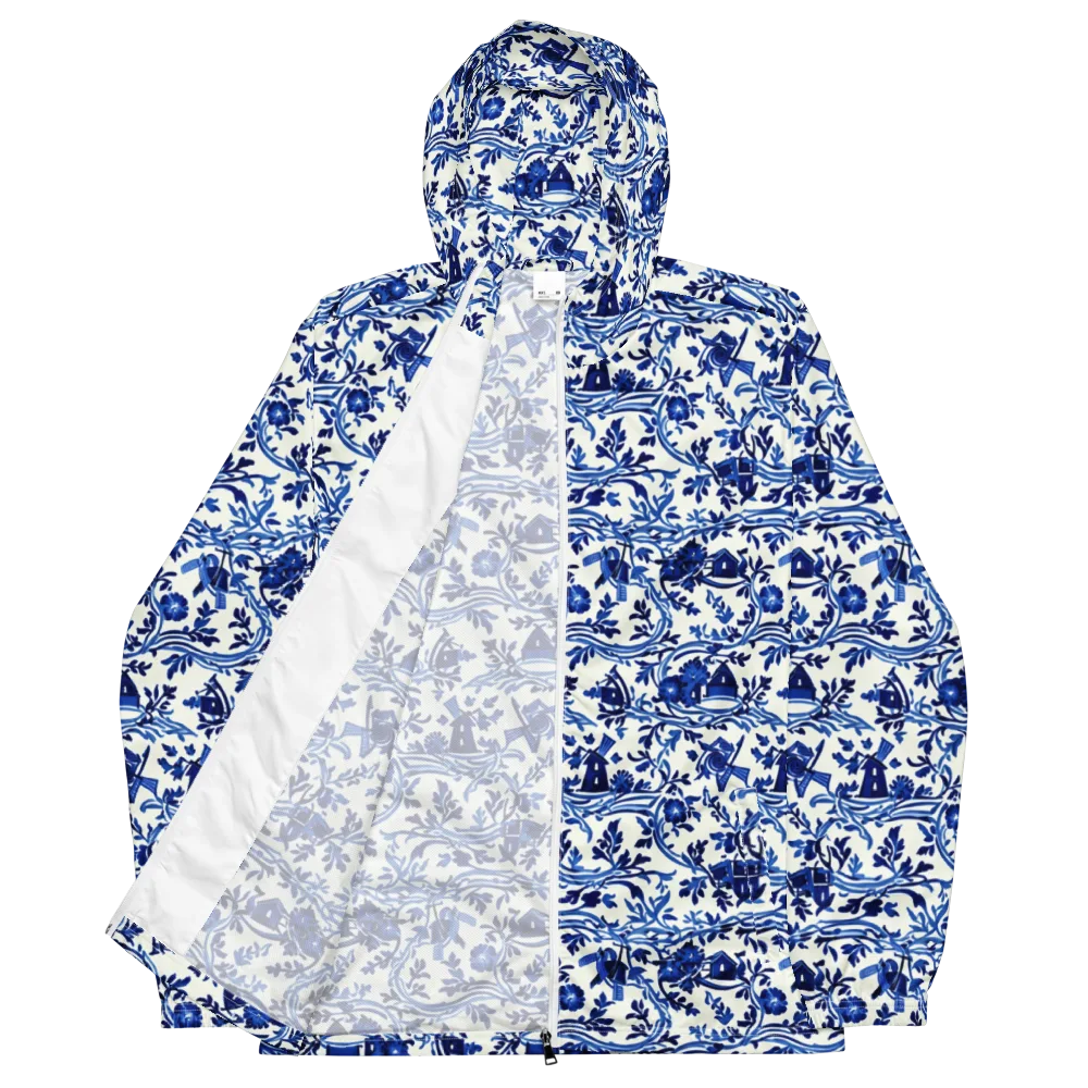 Blue Delft Meadow on Men's Windbreaker — Front