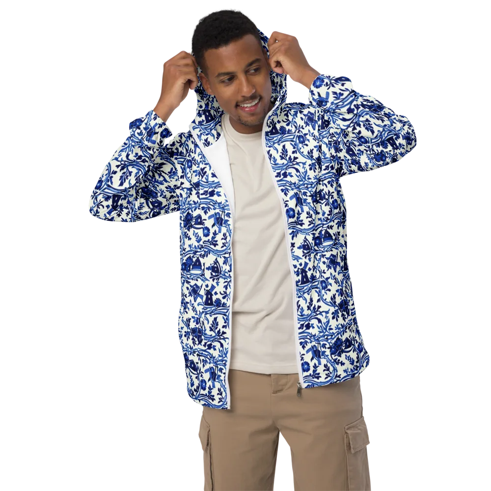 Blue Delft Meadow on Men's Windbreaker — Front