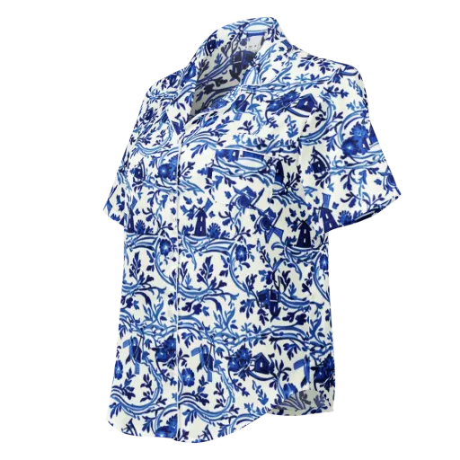 Blue Delft Meadow on a Women's Short Sleeve Pajama Top
