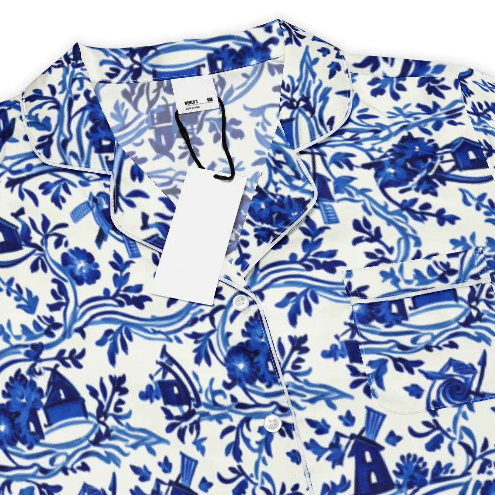 Blue Delft Meadow on Women's Short Sleeve Pajama Top — Product details