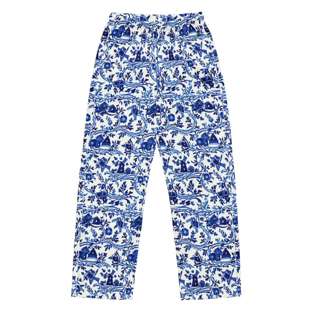 Blue Delft Meadow on Women's Pajama Pants — Front