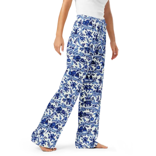 Blue Delft Meadow on a Women's Pajama Pants