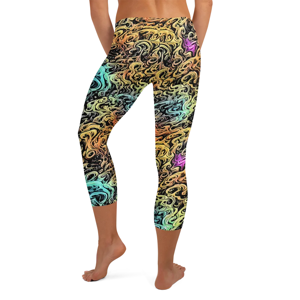 Blacklight Flux on Capri Leggings — Back