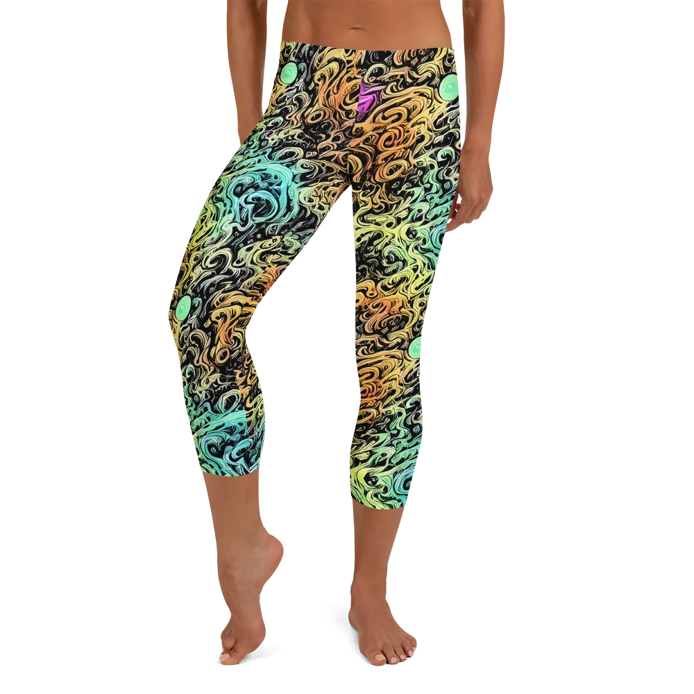 Blacklight Flux on Capri Leggings — Front