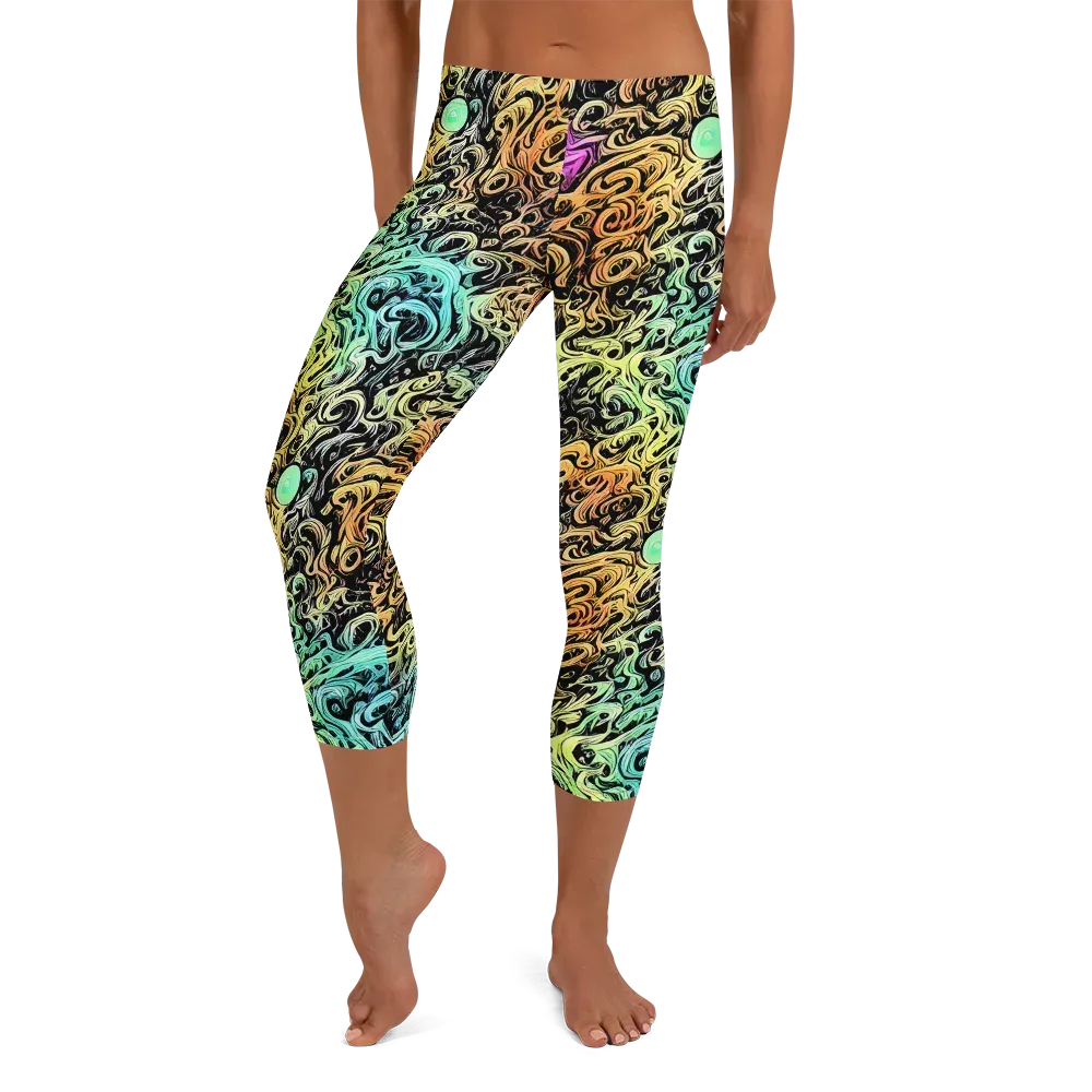 Blacklight Flux on Capri Leggings — Front