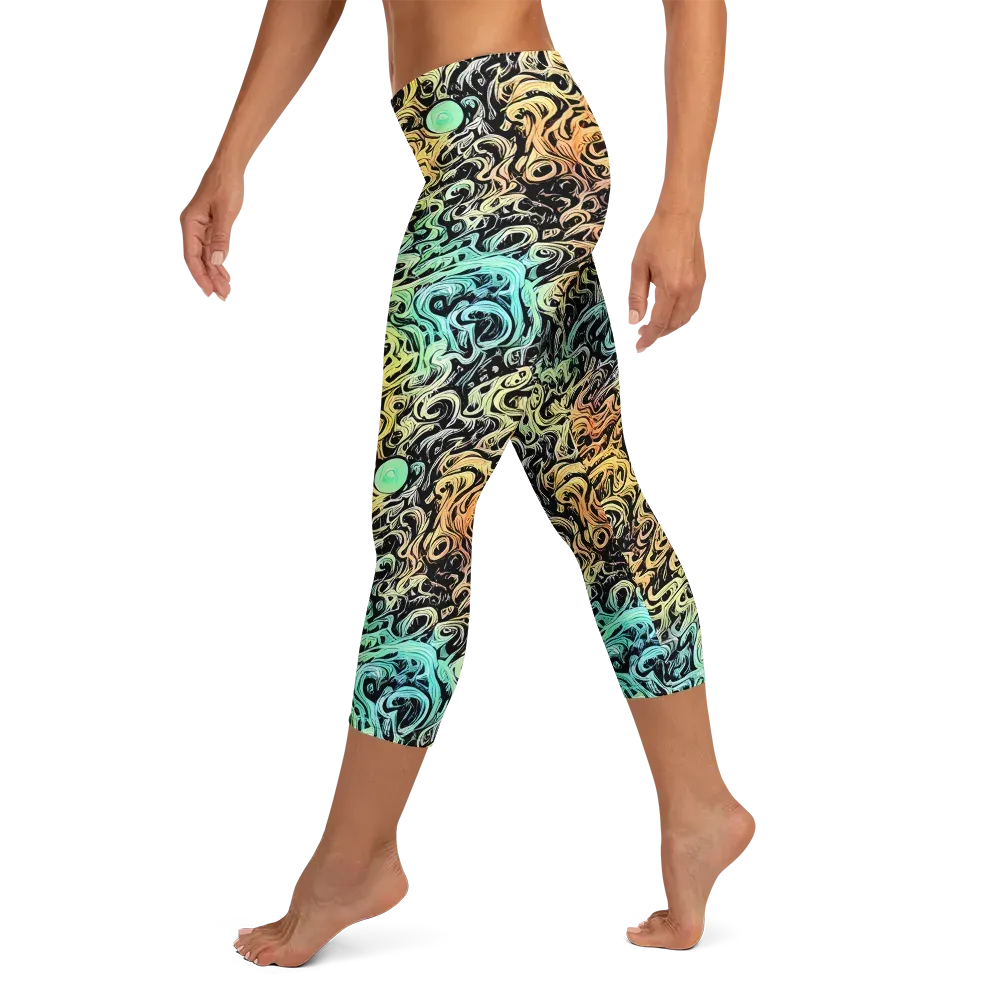 Blacklight Flux on Capri Leggings — Left