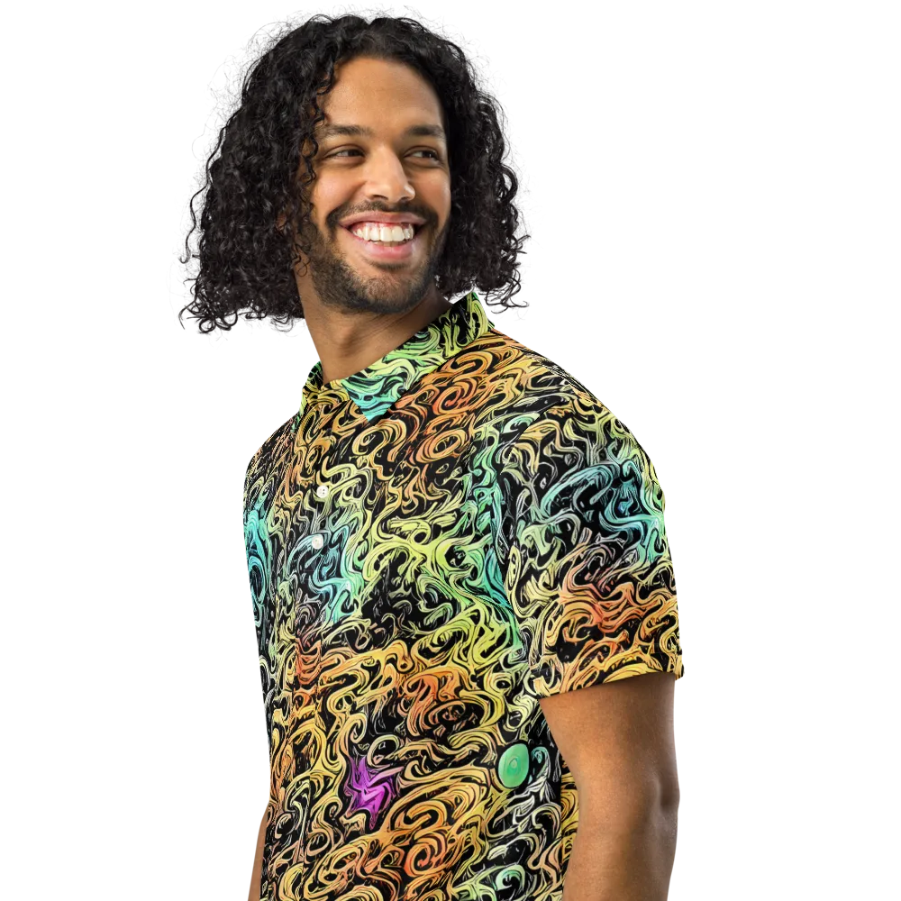 Blacklight Flux on Men's Slim Fit Polo Shirt — Left Front