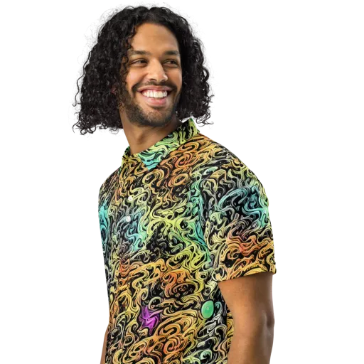 Blacklight Flux on a Men's Slim Fit Polo Shirt
