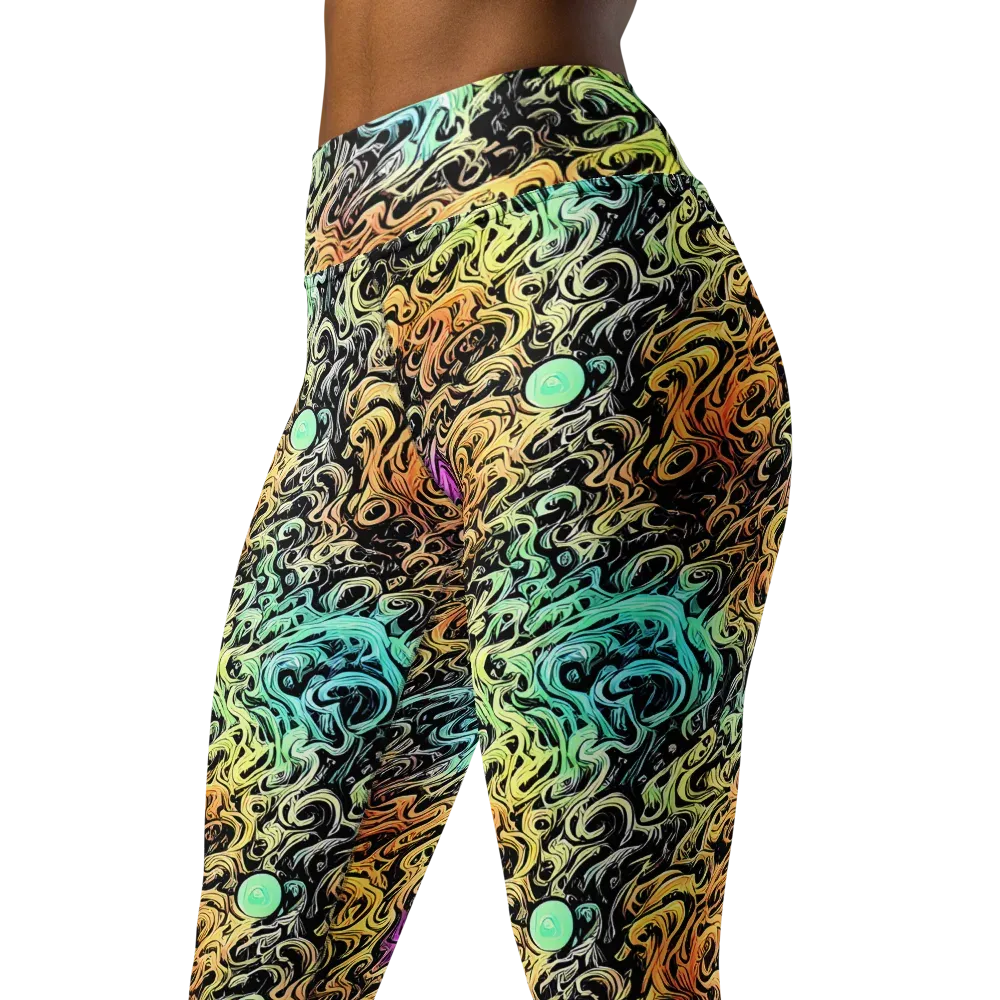 Blacklight Flux on Yoga Leggings — Left Front