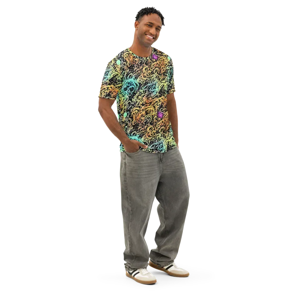 Blacklight Flux on Men's Cotton Crew Neck T-Shirt — Right Front
