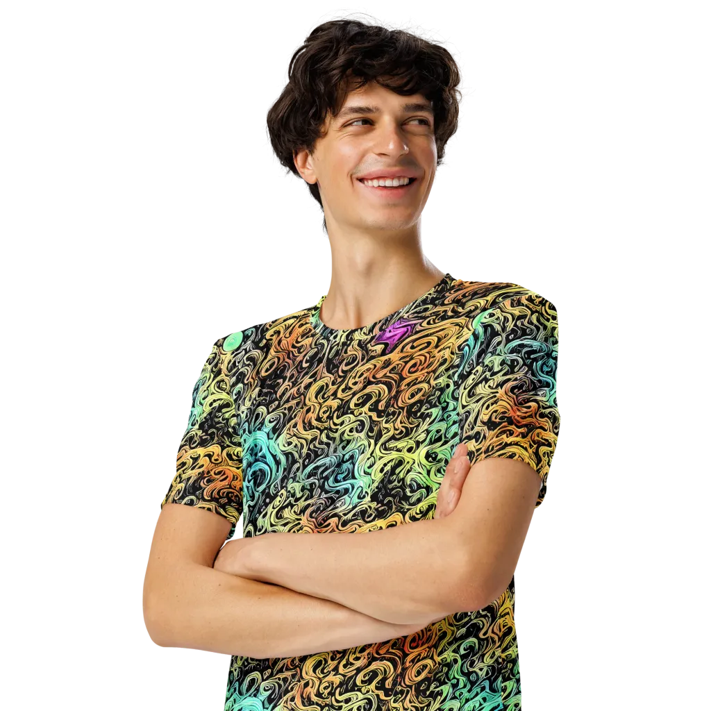 Blacklight Flux on Men's Crew Neck T-Shirt — Left Front