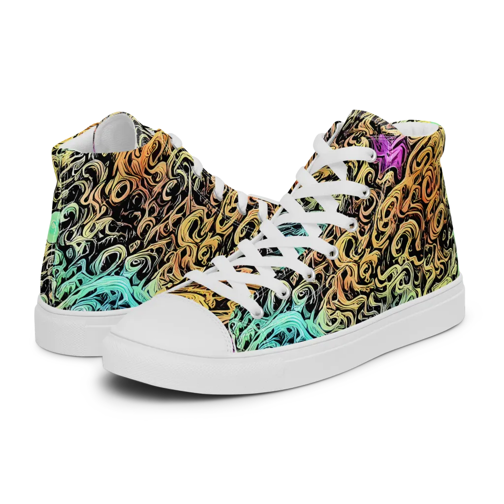 Blacklight Flux on Men's High Top Canvas Shoes — Left