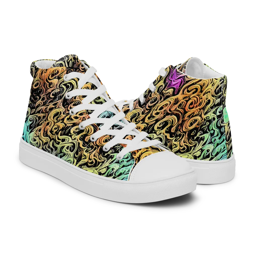 Blacklight Flux on Men's High Top Canvas Shoes — Right