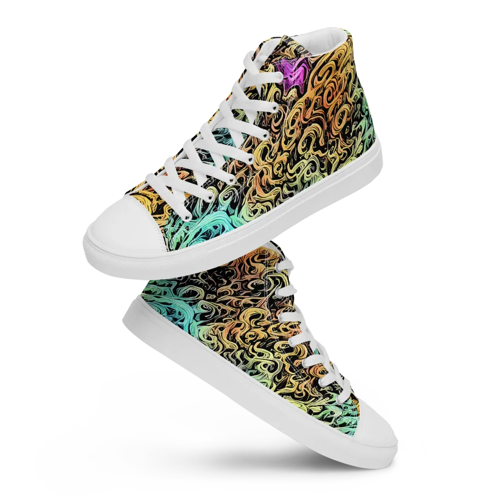 Blacklight Flux on Men's High Top Canvas Shoes — Front