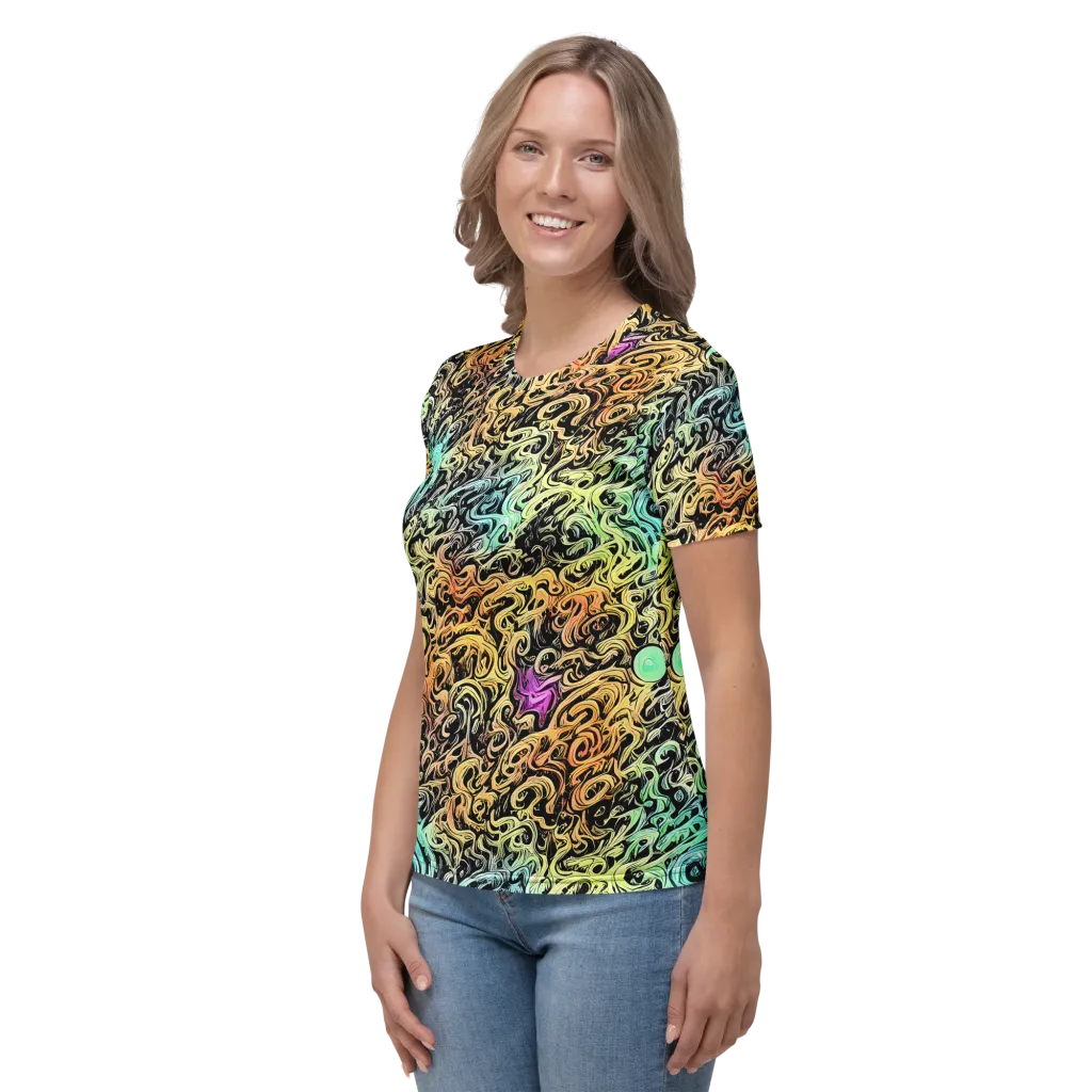 Blacklight Flux on Women's Crew Neck T-Shirt — Left