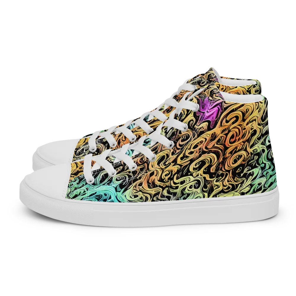 Blacklight Flux on Women's High Top Canvas Shoes — Left