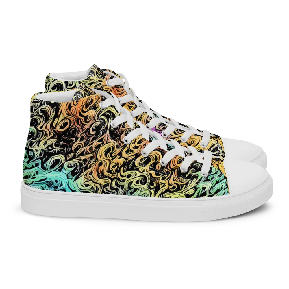 Blacklight Flux on Women's High Top Canvas Shoes — Right