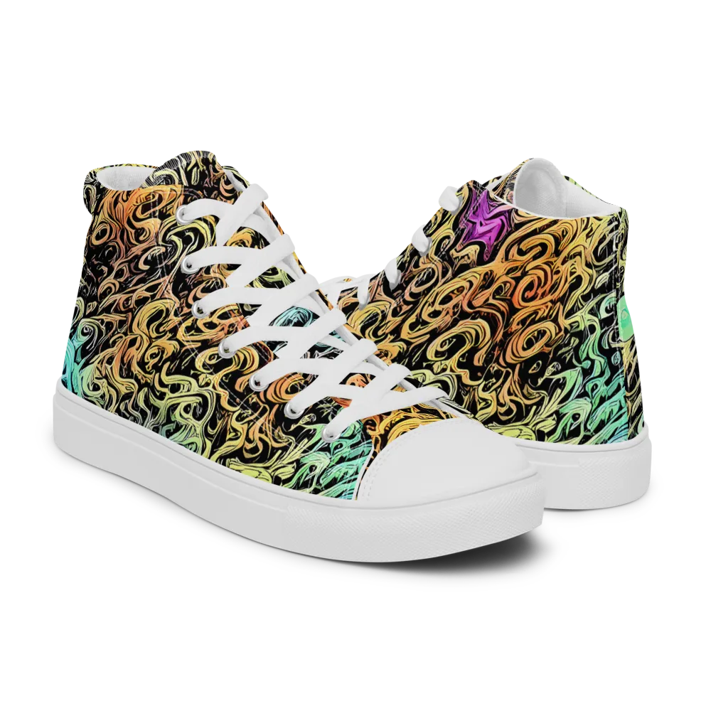 Blacklight Flux on Women's High Top Canvas Shoes — Right