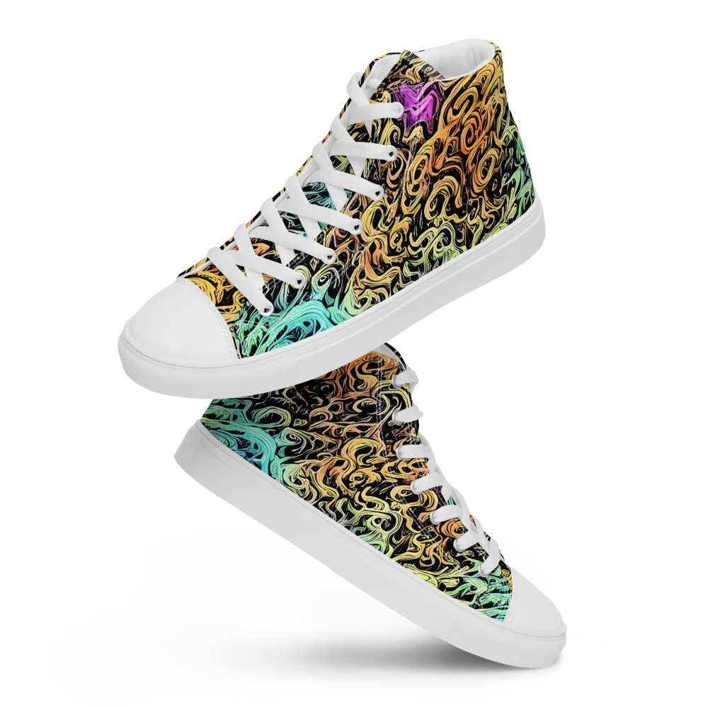 Blacklight Flux on Women's High Top Canvas Shoes — Front