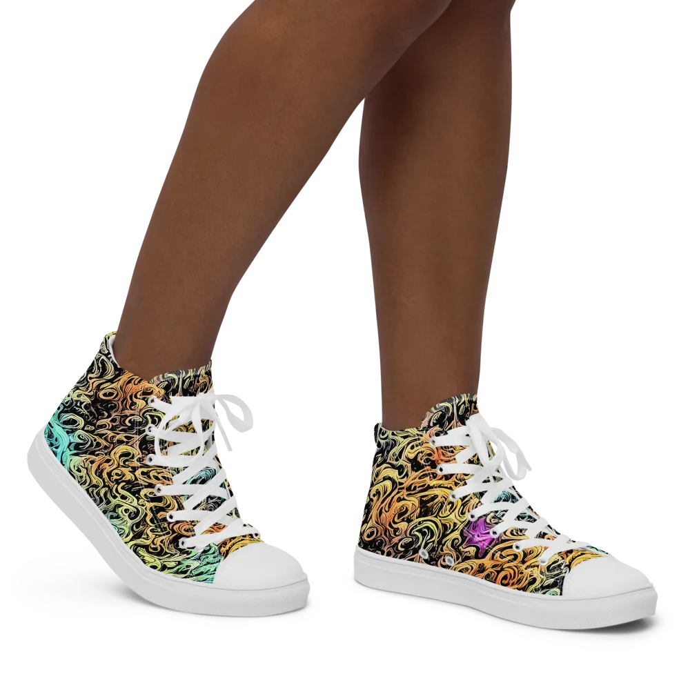 Blacklight Flux on Women's High Top Canvas Shoes — Right