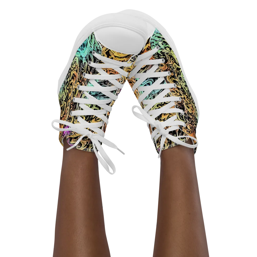 Blacklight Flux on Women's High Top Canvas Shoes — Front