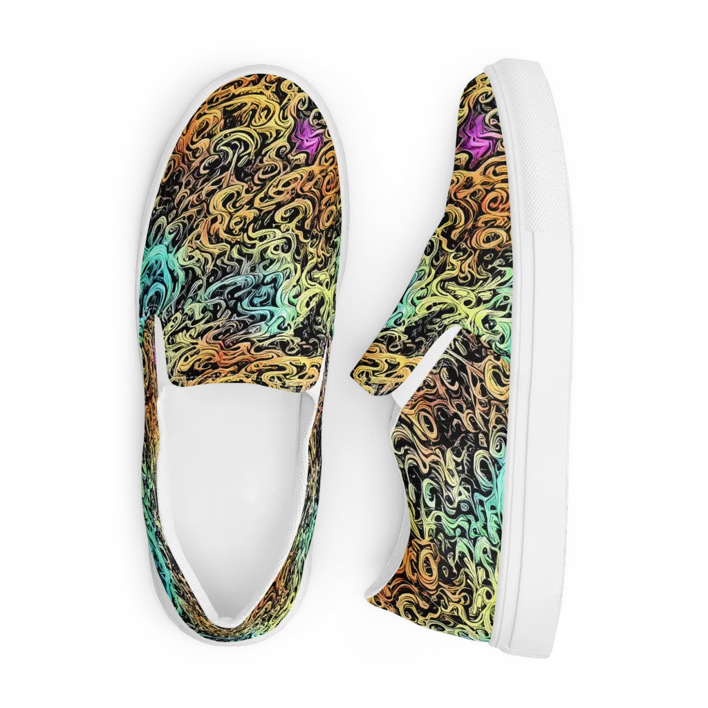 Blacklight Flux on Men's Slip-On Canvas Shoes — Front