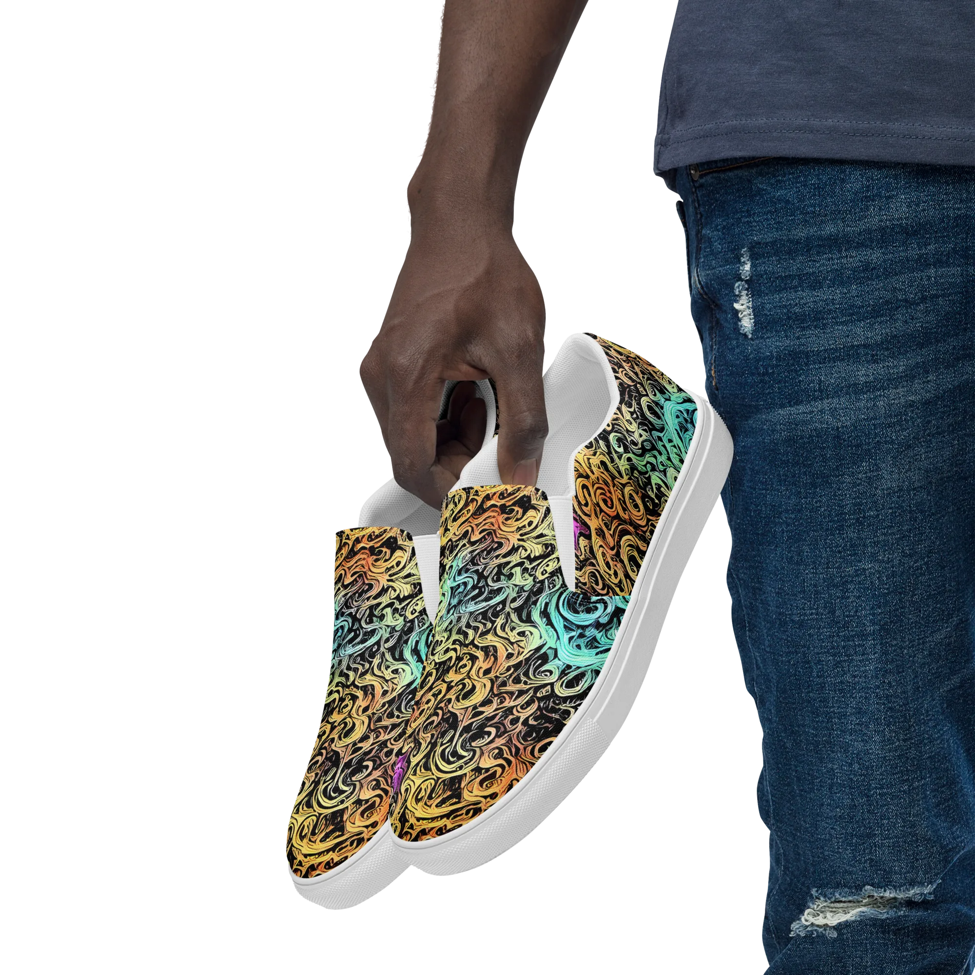 Blacklight Flux on Men's Slip-On Canvas Shoes — Left Front