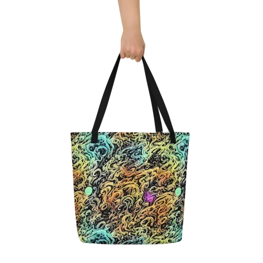 Blacklight Flux on a Large Tote Bag W/ Pocket