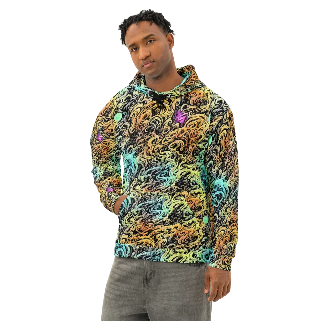 Blacklight Flux on Cotton Hoodie — Left Front