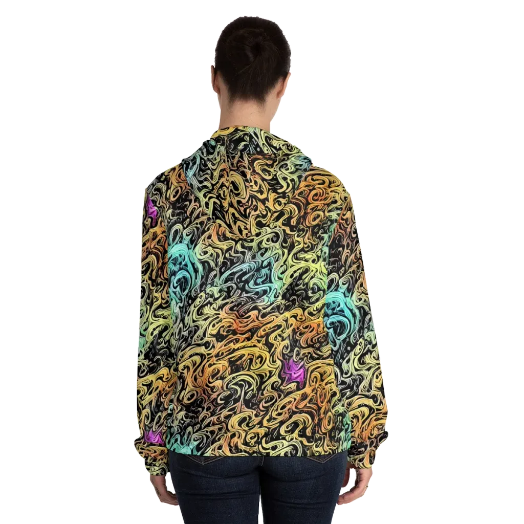 Blacklight Flux on Women's Full-Zip Hoodie — Back On Person