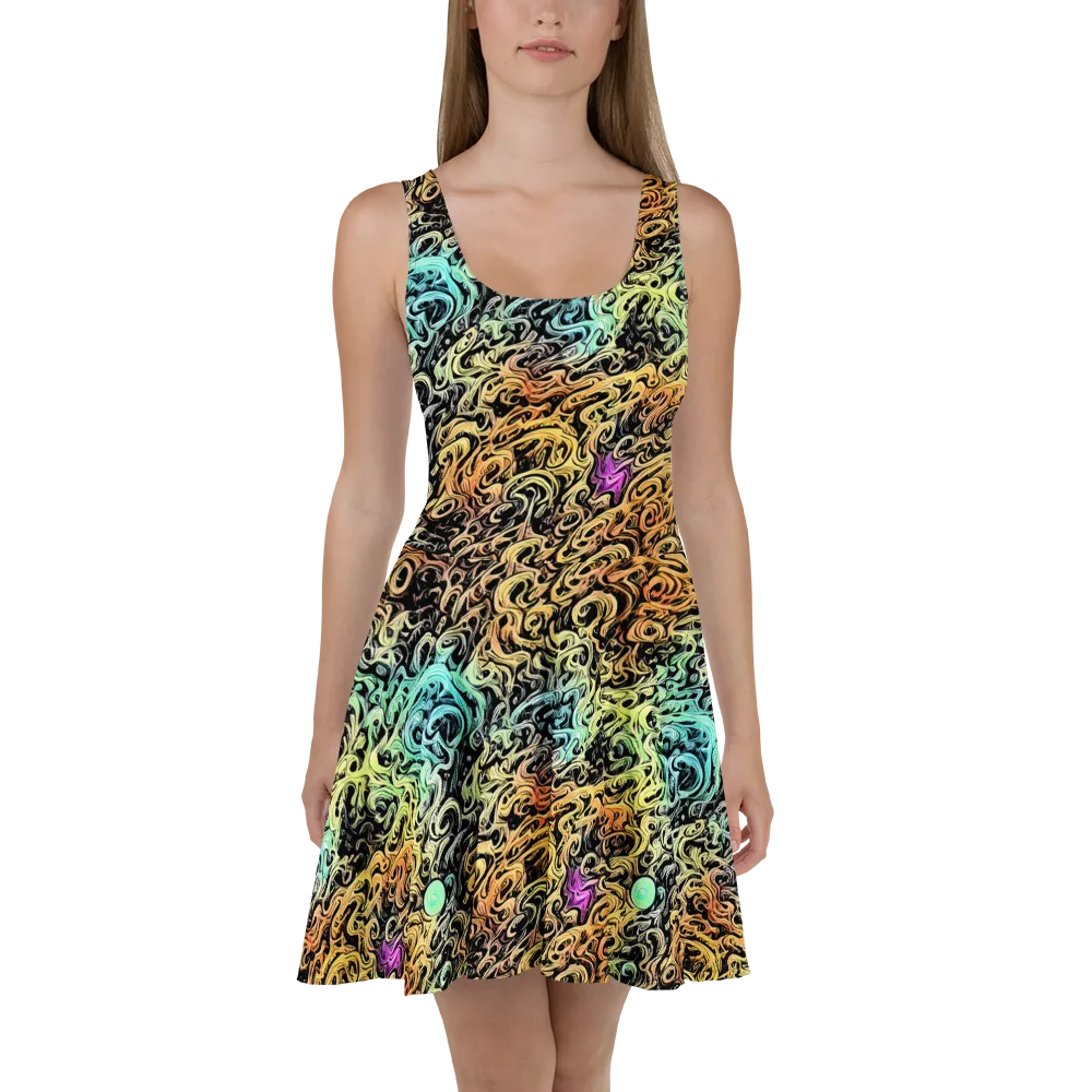 Blacklight Flux on Skater Dress — Front
