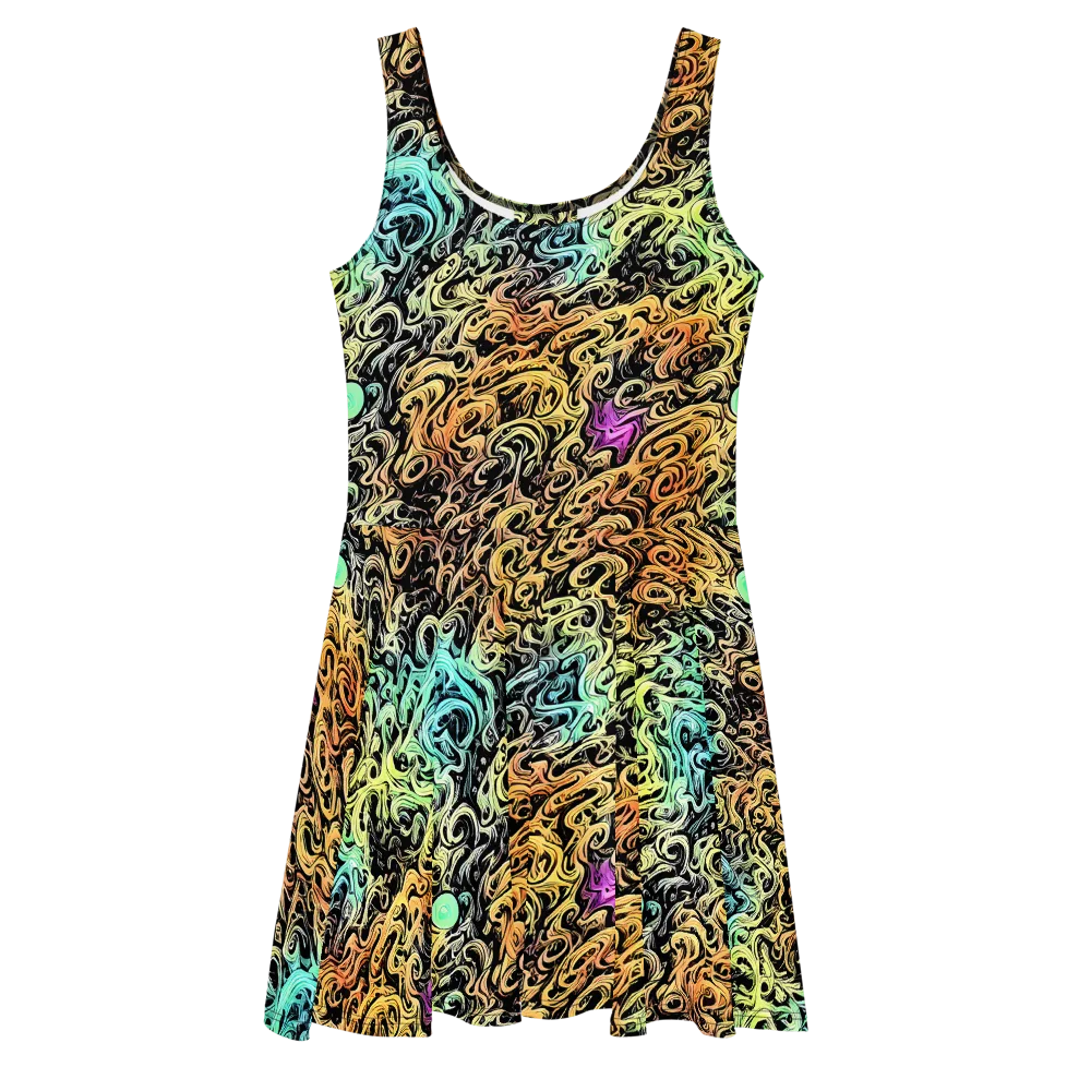 Blacklight Flux on Skater Dress — Front