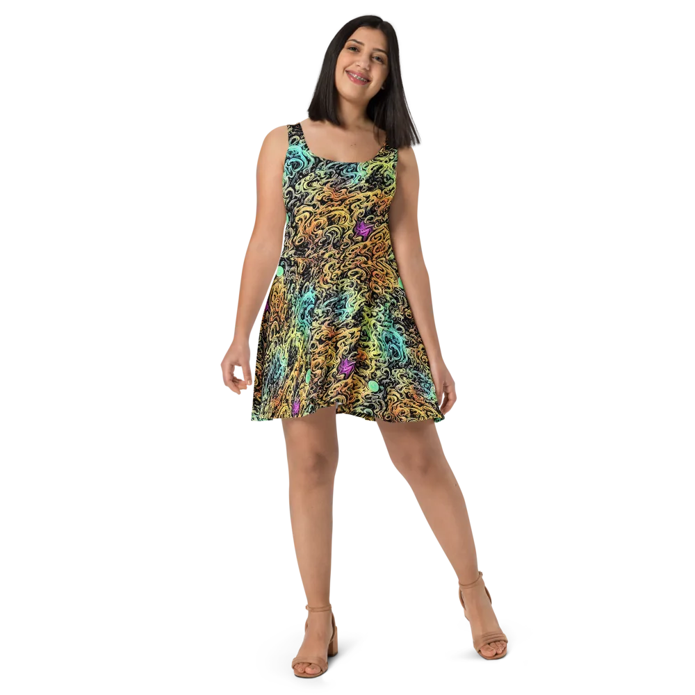 Blacklight Flux on Skater Dress — Front