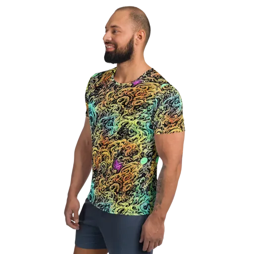 Blacklight Flux on a Men's Athletic T-Shirt