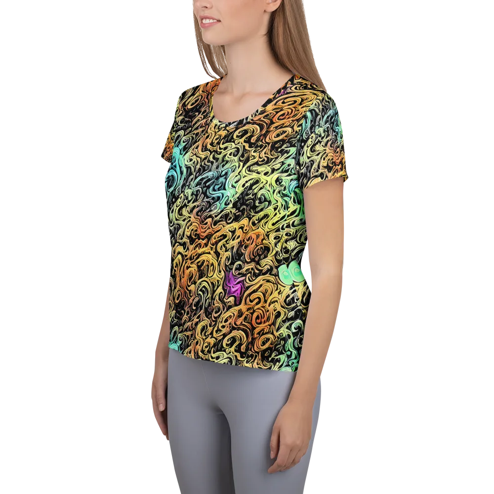 Blacklight Flux on Women's Athletic T-Shirt — Left
