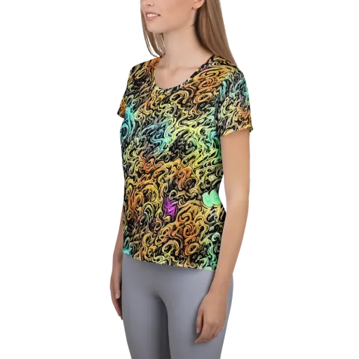 Blacklight Flux on a Women's Athletic T-Shirt