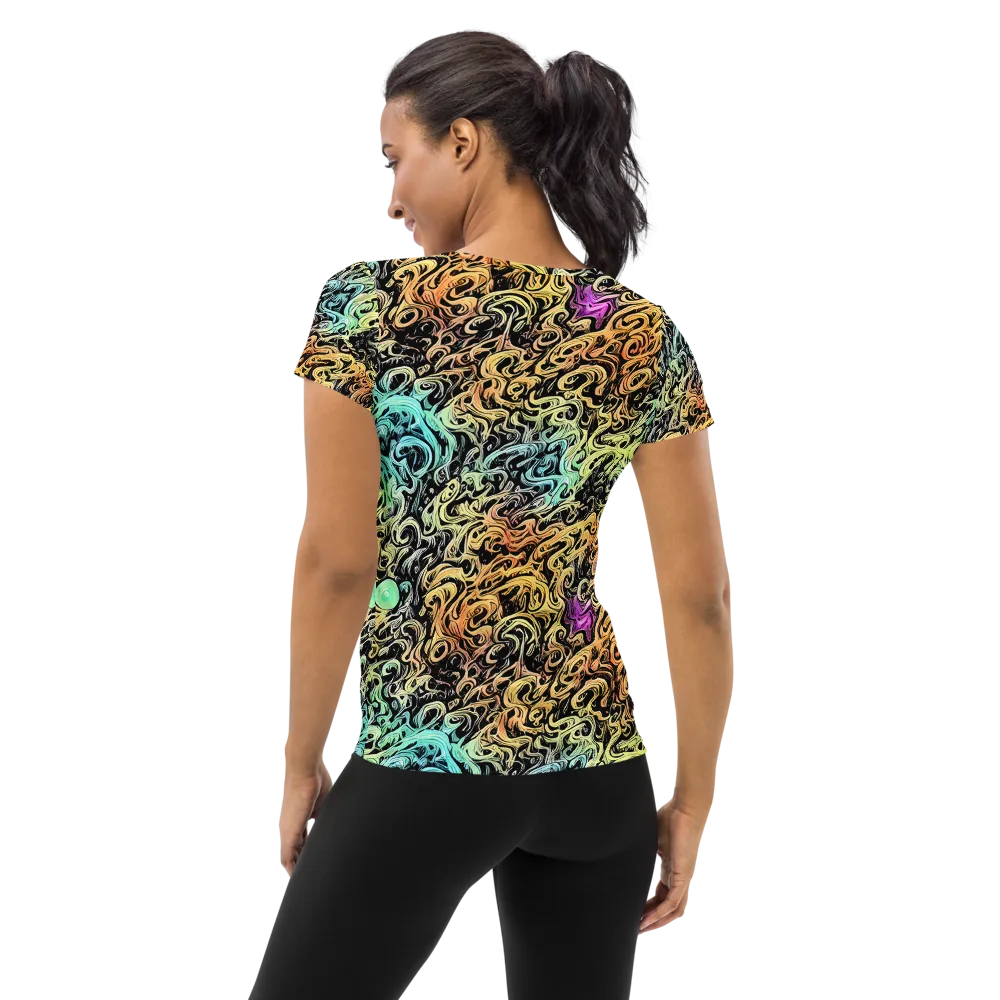 Blacklight Flux on Women's Athletic T-Shirt — Back