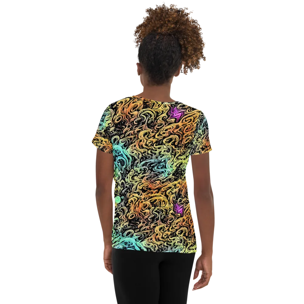 Blacklight Flux on Women's Athletic T-Shirt — Back