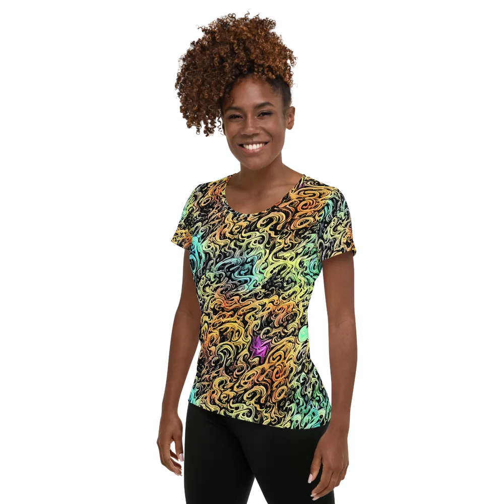 Blacklight Flux on Women's Athletic T-Shirt — Left